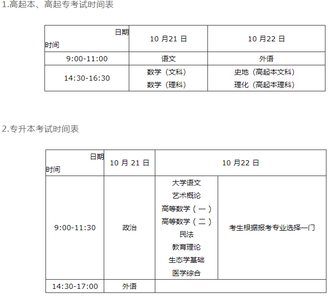河南成人高考專升本考試時(shí)間？