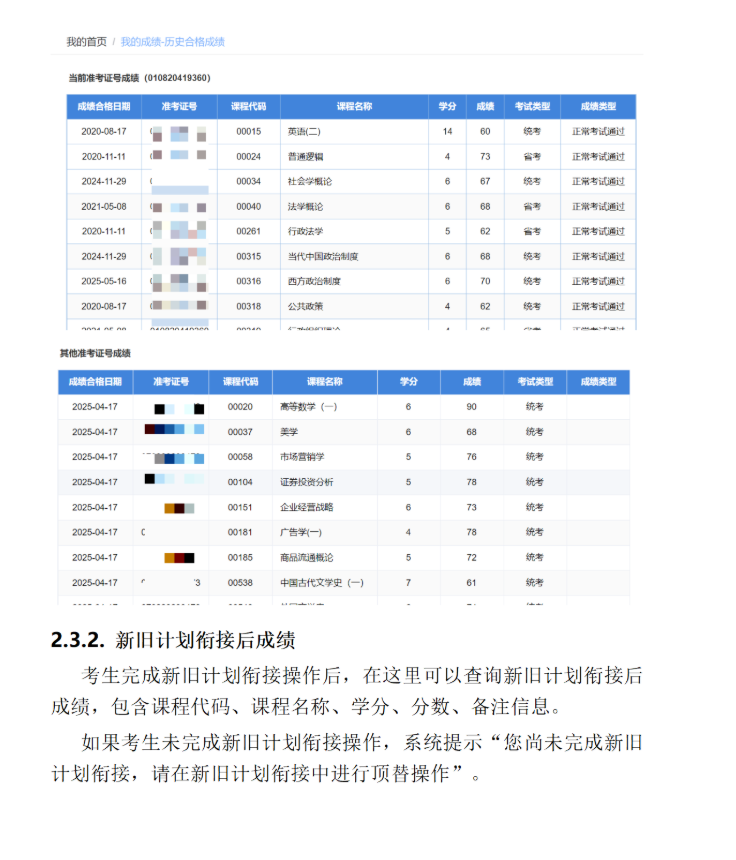 四川省高等教育自學(xué)考試新舊計(jì)劃銜接 考生操作說明