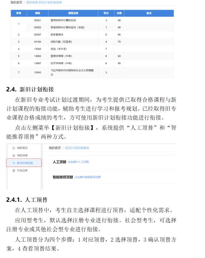 四川省高等教育自學(xué)考試新舊計(jì)劃銜接 考生操作說明